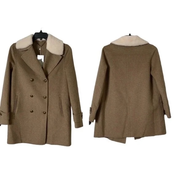 BELLE AND BLOOM Liberty Faux Shearling Collar Coat in Oat - Picture 3 of 9